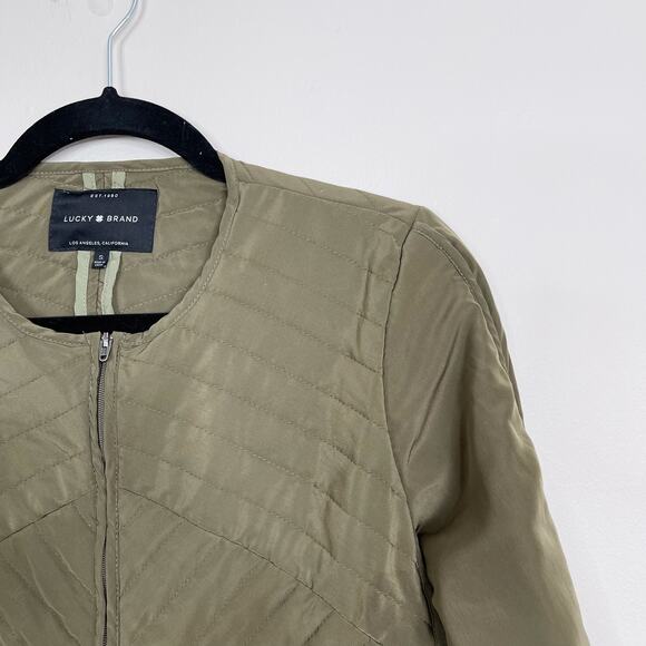 Lucky Brand Quilted Liner Jacket Olive Green Small S Full Zip Lightweight Womens - Picture 4 of 13
